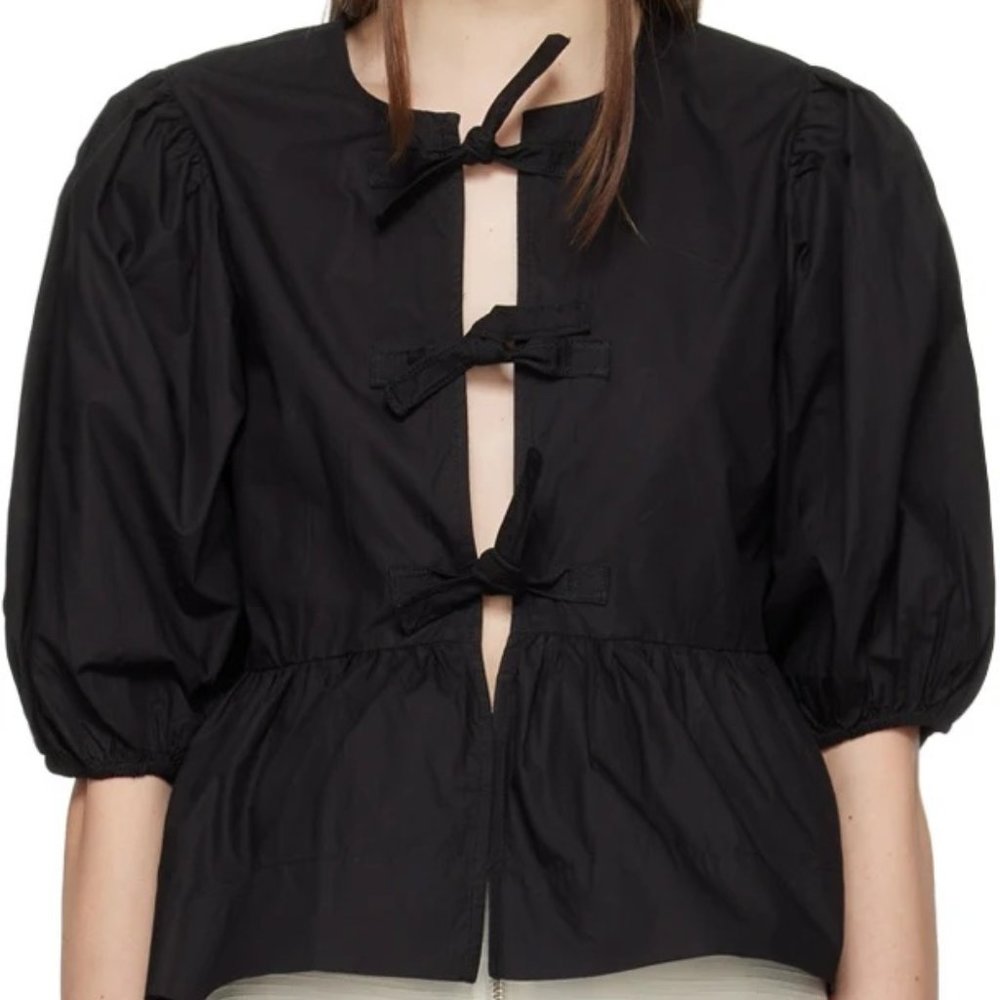 GANNI Black Peplum Blouse
